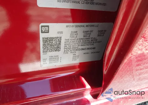 2021 Chevrolet Silverado 1500 4Wd Short Bed Lt from USA, damaged, VIN 1GCUYDED3MZ395046